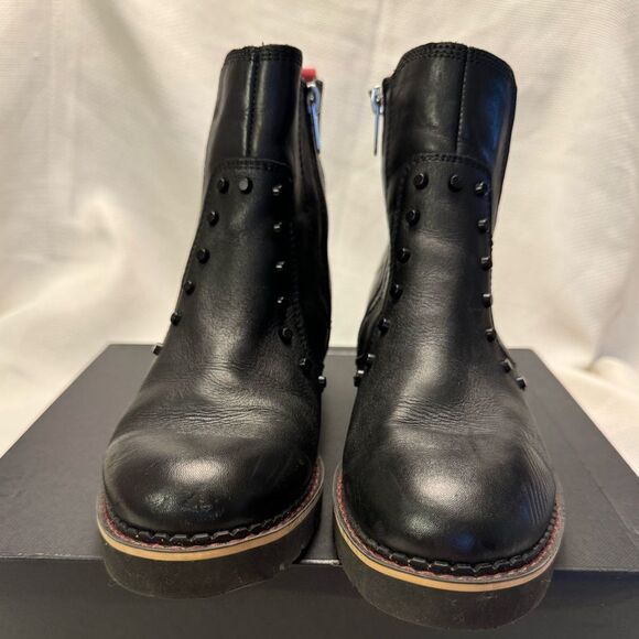 Pikolinos Leatger studded moto heel boots size 6.5 red stitching details biker - Picture 2 of 12
